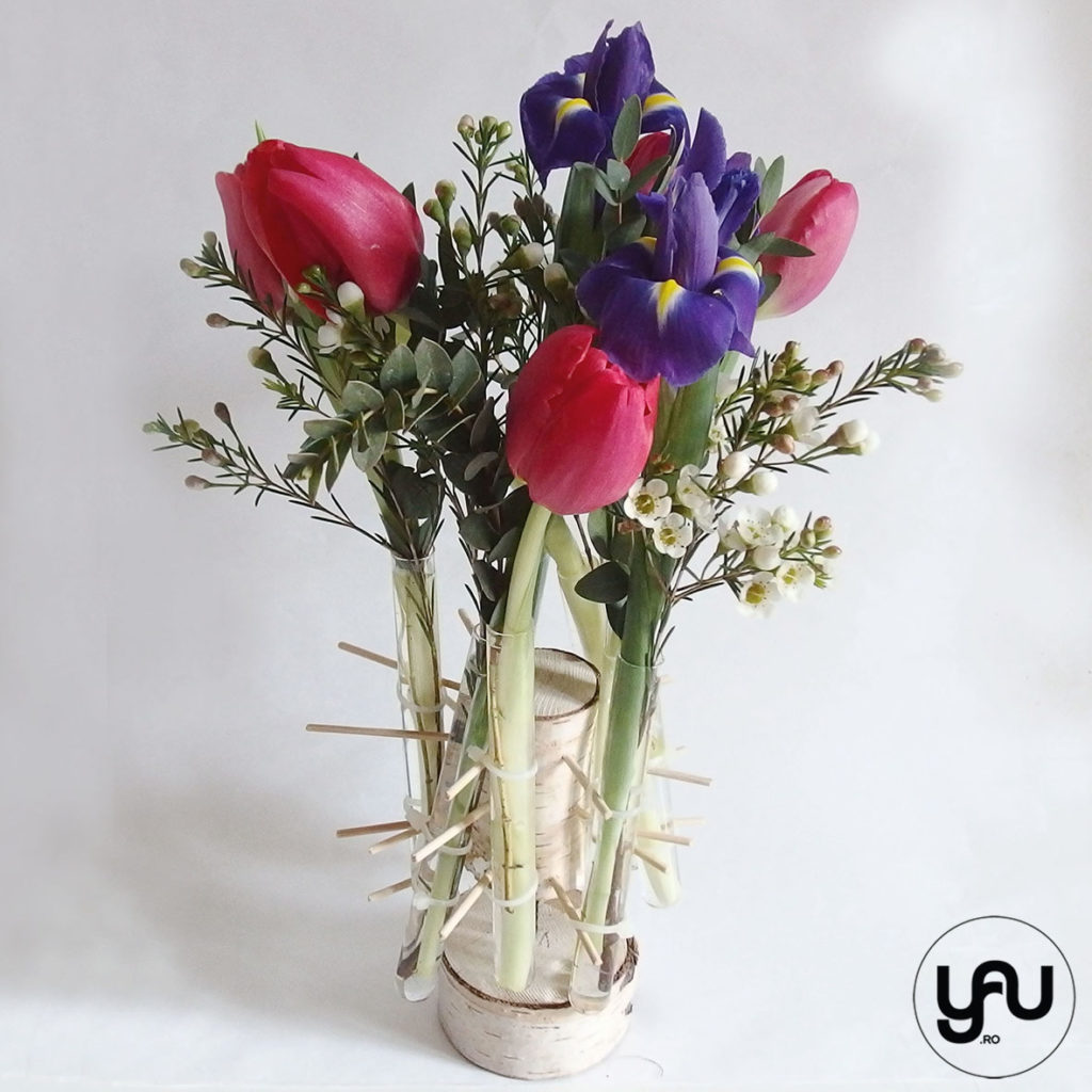 Aranjament floral irisi lalele si wax _ yauconcept _ elenatoader